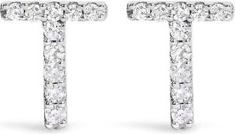 House of Brilliance 10K Gold 1/10 Cttw Diamond Initial A to Z Stud Earring in White Gold | T at Nordstrom
