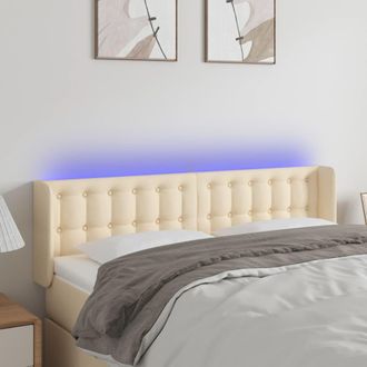 vidaXL Cabecero Con Led De Tela Crema 147x16x78/88 Cm Vidaxl