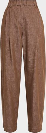 Brunello Cucinelli Sparkling Denim Pleated Straight-Leg Trousers