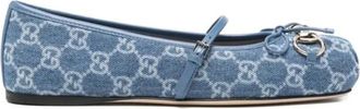 Gucci Schoenen, Dames, Blauw, 40 EU, Leer, Horsebit Ballerina