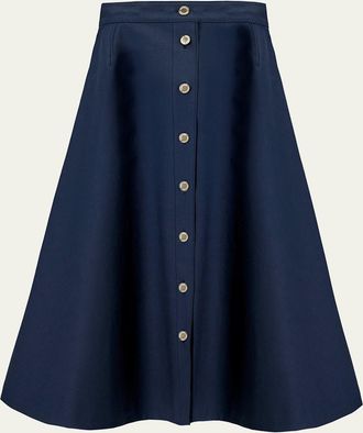 Carolina Herrera Button-Front Cotton Midi Skirt