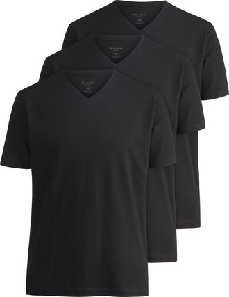 Olymp T-Shirt OLYMP, Herren, Gr. 4XL, schwarz, Single Jersey, Obermaterial: 100% Baumwolle, unifarben, Basic, slim fit normal, V-Ausschnitt, Shirts T-Shirt,