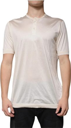 Dolce & Gabbana Henley T-shirt met korte mouwen - Heren - Polos - Wit - 3XL - Tops