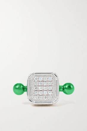 E&eacute;ra Orecchino Singolo In Oro Bianco 18 Carati Con Diamanti - Argento