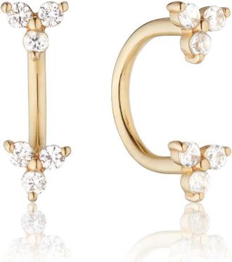 Lily & Roo Solid Gold Diamond Style Triangle Lobe Stud Earrings