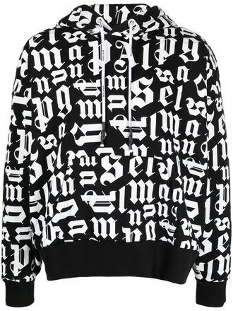 Palm Angels Felpa con cappuccio Broken Monogram - Nero