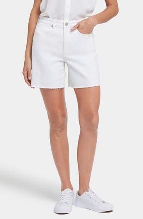 NYDJ Berkyn High Waist Fray Hem Shorts in Optic White at Nordstrom Rack, Size 14
