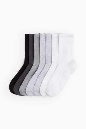 H&M 7er-Pack Socken - Weiss/Graumeliert