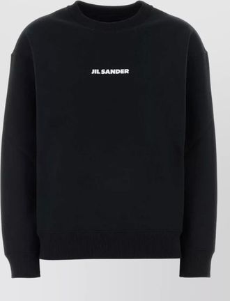 Jil Sander cotton crew neck sweatshirt ribbed trims