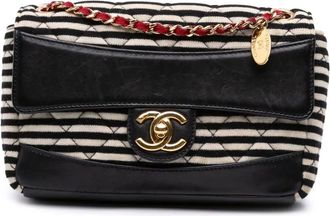 Chanel 2014 kleine Coco Sailor Single Flap gewatteerde jersey crossbodytas - Wit