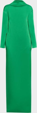 Tom Ford Mock-Neck Long-Sleeve Crepe Gown