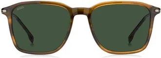BOSS 55mm Sunglasses in Brown Horn Ruthenium/green at Nordstrom