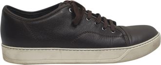 Lanvin Pre-owned Mens Low Top Sneakers in Brown Leather - Mocha - Size UK 8