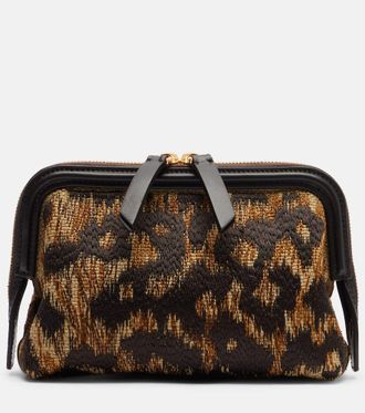 Etro Doc leather-trimmed raffia-effect crossbody bag