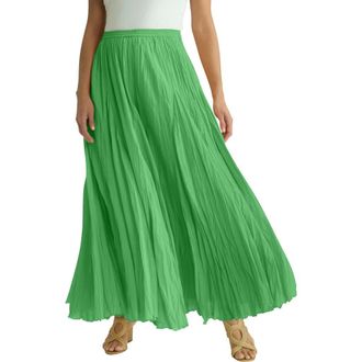 Jessica London Petite Flowing Crinkled Maxi Skirt in Grass at Nordstrom, Size 32