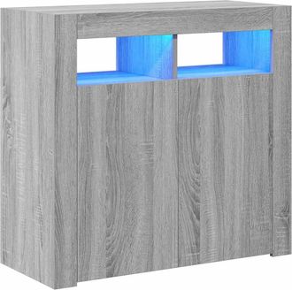 vidaXL Aparador Con Luces Led Gris Sonoma 80x35x75 Cm Vidaxl