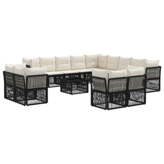 vidaXL Conjunto De Sof&aacute;s De Jard&iacute;n 14 Pcs Negro Rat&aacute;n Sint&eacute;tico Vidaxl