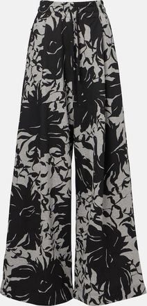Dries Van Noten Floral pleated cotton jersey sweatpants
