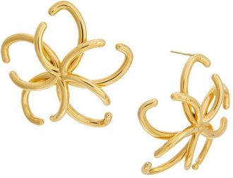 Oscar De La Renta O Flower Hoop Earrings
