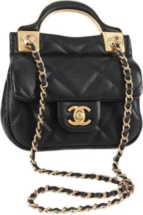 Chanel Pre-owned Leather chanel-bags - Dames - Vintage Mini Tas - Zwart - ONE Size - Vintage