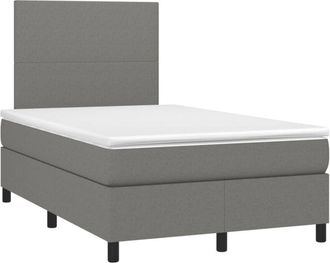 vidaXL Vidaxl - Cama Box Spring Con Colch&oacute;n Y Led Tela Marr&oacute;n Oscuro 120x190 Cm