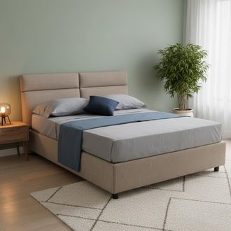 Dmora Cama Matrimonial Alcatron, Desenfundable Con Almacenaje, Hecho En Italia, Tama&ntilde;o Colch&oacute;n 160x190 Cm, Gris Taupe Taupe