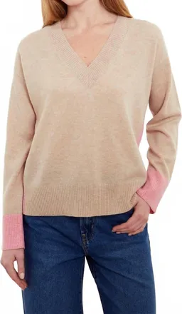 Isla Beth V-Neck Sweater In Wheat