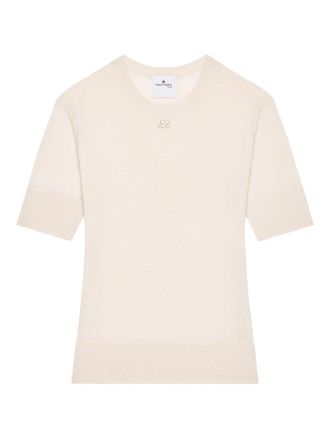 Courr&egrave;ges Short-Sleeved Top with Ribbed Detailing