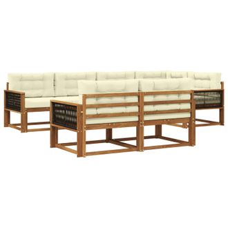 vidaXL Conjunto De Sof&aacute;s De Exterior Con Coj&iacute;n 7 Pcs Natural Y Crema Vidaxl