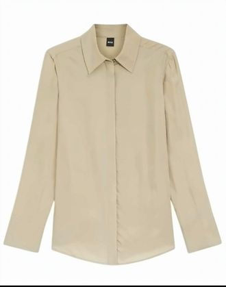BOSS Beige Beruta2 Pointed Collar Hidden Shirt