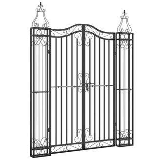 vidaXL Puerta De Jard&iacute;n De Hierro Forjado Negro 121x8x150 Cm Vidaxl