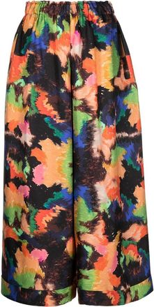 Daniela Gregis abstract-print wide-leg culottes - women - Silk - One Size - Blue