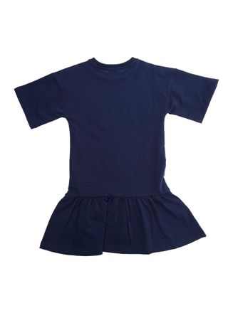 Moschino Girls Dress Crew Neck Blue Cotton