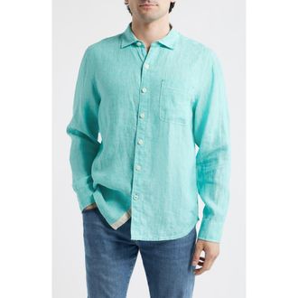 Tommy Bahama Paradise Breezer Linen Button-Up Shirt in Light Neptune Green at Nordstrom, Size 2Xlt