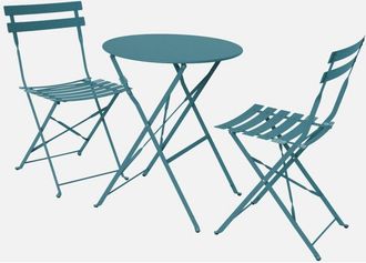 Sweeek Mesa de jardín bistró plegable metal + 2 asientos