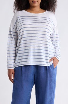 Eileen Fisher Organic Linen & Organic Cotton Crewneck Sweater in Haze at Nordstrom, Size 1 X