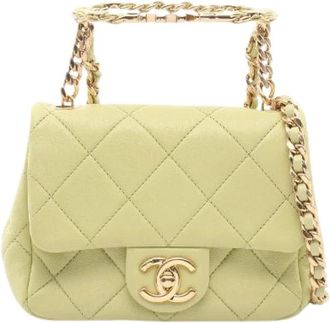 Chanel Pre-owned Mini Matelasse Lamslederen 2-weg Schoudertas - Dames - Vintage Mini Tas - Groen - ONE Size - Leer - Vintage