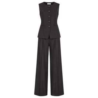 Marella Conjunto de Chaleco y Pantalones - Jumpsuits & Playsuits - Mujer - Marr&oacute;n - XS