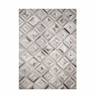 SIA D&eacute;co Alfombra decorativa efecto parquet en cuero hairon gris 230x160