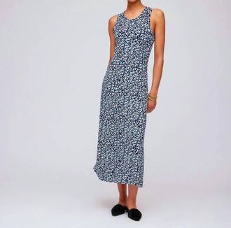 Karen Kane Sleeveless Side Slit Midi Dress In Blue