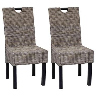 vidaXL Vidaxl - Sillas De Comedor 2 Unidades Rat&aacute;n Kubu Y Madera De Mango