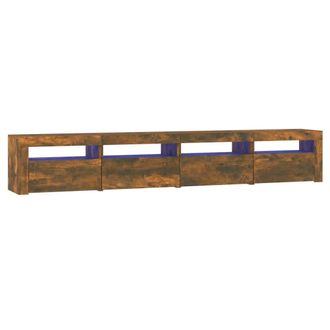 vidaXL Mueble De Tv Con Luces Led Color Roble Ahumado 240x35x40 Cm Vidaxl