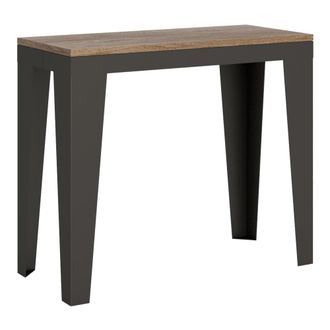 Itamoby Consola extensible 90x40/300 cm efecto madera roble natural y hierro