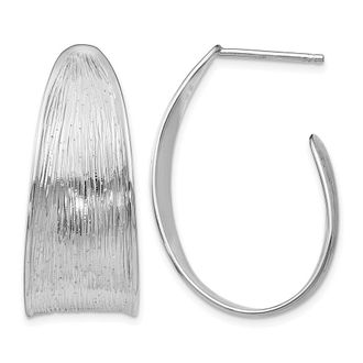 Diamond2Deal Sterling Silver Polished and Textured Hoop Earrings
