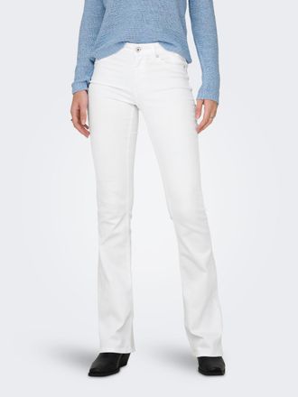 Only Bootcut-Jeans ONLY ONLBLUSH MID FLARED DNM REA0730 NOOS, Damen, Gr. S (36), L&auml;nge 30, weiss (wei&szlig;), Denim/Jeans, Obermaterial: 92% Baumwolle, 6% Elast