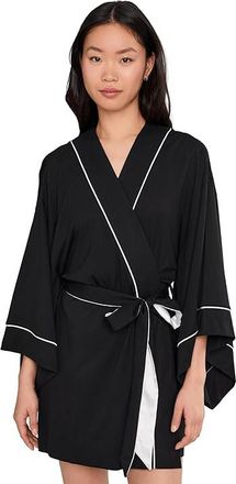 Cosabella Pima Lusso Short Kimono Womens Jumpsuit & Rompers One Piece Black/Moon Ivory, Cotton/Modal