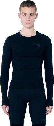 Maison Margiela Top met textuur en ronde hals met logoprint - Heren - Longsleeves - Zwart - S - Tops