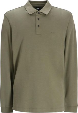 HUGO BOSS Green Logo Long Sleeve Polo
