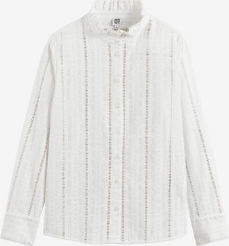 La Redoute Collections Ajour en geborduurd overhemd, kraag met ruches