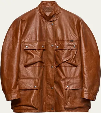 Prada Vitello Leather Old Utility Jacket